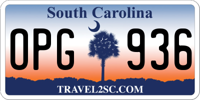SC license plate OPG936