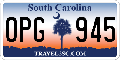 SC license plate OPG945