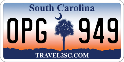 SC license plate OPG949