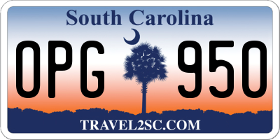 SC license plate OPG950