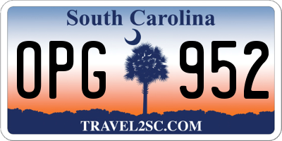 SC license plate OPG952