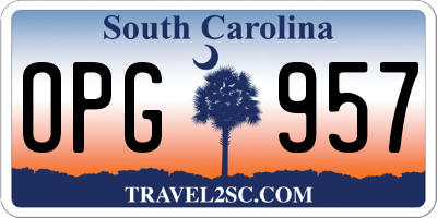 SC license plate OPG957