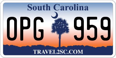 SC license plate OPG959