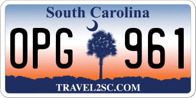 SC license plate OPG961