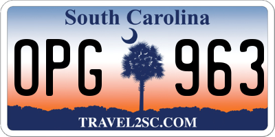 SC license plate OPG963