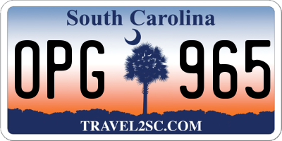 SC license plate OPG965