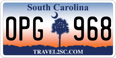 SC license plate OPG968