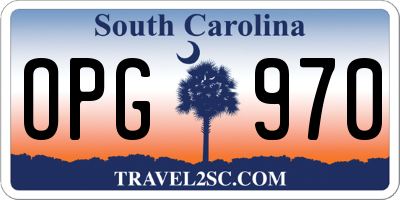 SC license plate OPG970