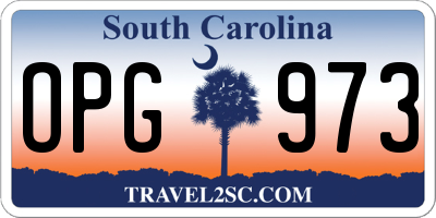 SC license plate OPG973