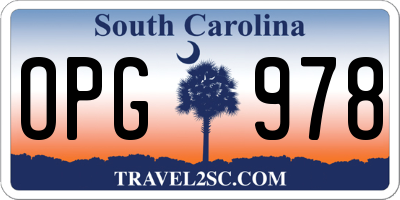 SC license plate OPG978