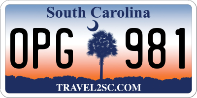 SC license plate OPG981