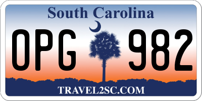 SC license plate OPG982