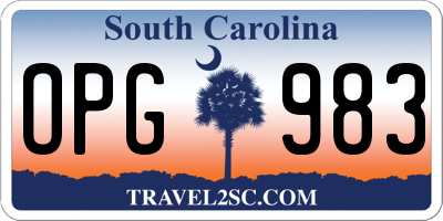 SC license plate OPG983