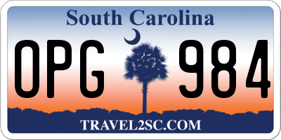 SC license plate OPG984