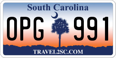 SC license plate OPG991
