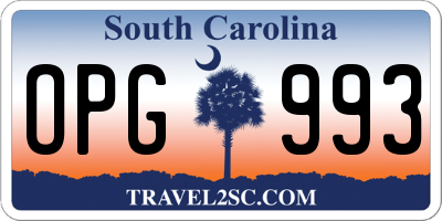SC license plate OPG993