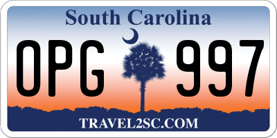 SC license plate OPG997