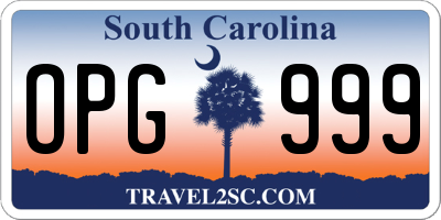 SC license plate OPG999