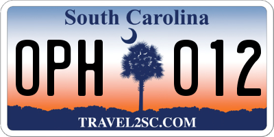 SC license plate OPH012