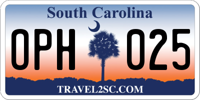SC license plate OPH025