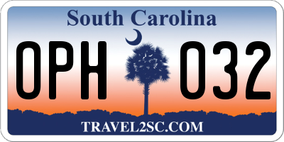 SC license plate OPH032