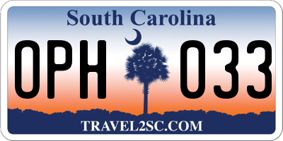 SC license plate OPH033