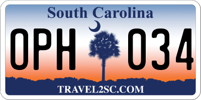 SC license plate OPH034