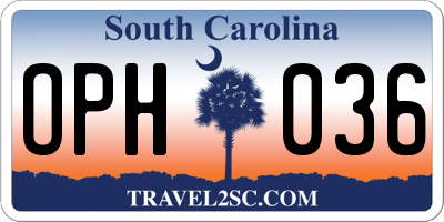 SC license plate OPH036