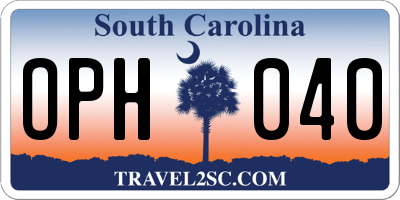 SC license plate OPH040