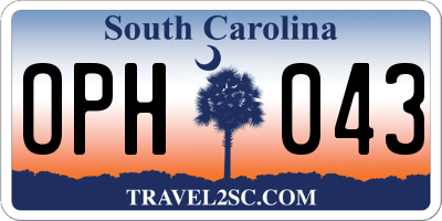 SC license plate OPH043