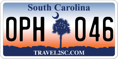 SC license plate OPH046