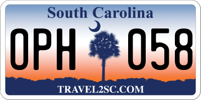 SC license plate OPH058
