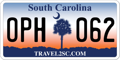 SC license plate OPH062