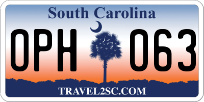 SC license plate OPH063