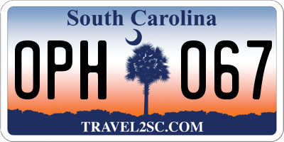 SC license plate OPH067
