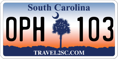 SC license plate OPH103