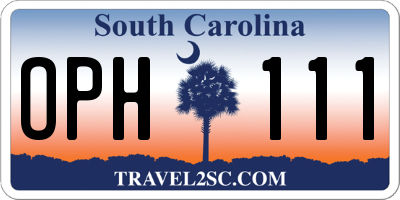 SC license plate OPH111