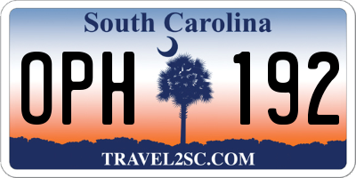 SC license plate OPH192
