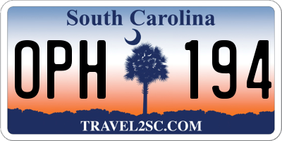 SC license plate OPH194