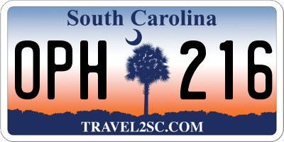 SC license plate OPH216