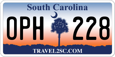 SC license plate OPH228