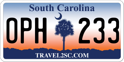 SC license plate OPH233