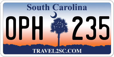 SC license plate OPH235