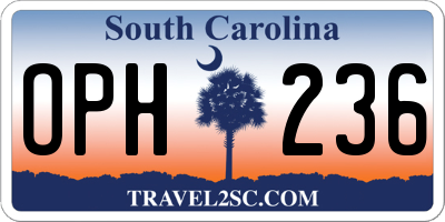SC license plate OPH236