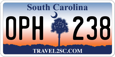 SC license plate OPH238