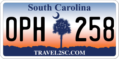 SC license plate OPH258
