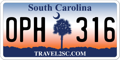 SC license plate OPH316