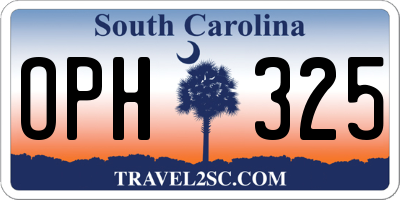 SC license plate OPH325