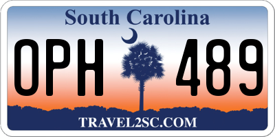 SC license plate OPH489