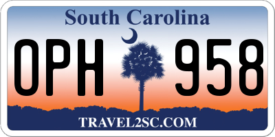 SC license plate OPH958